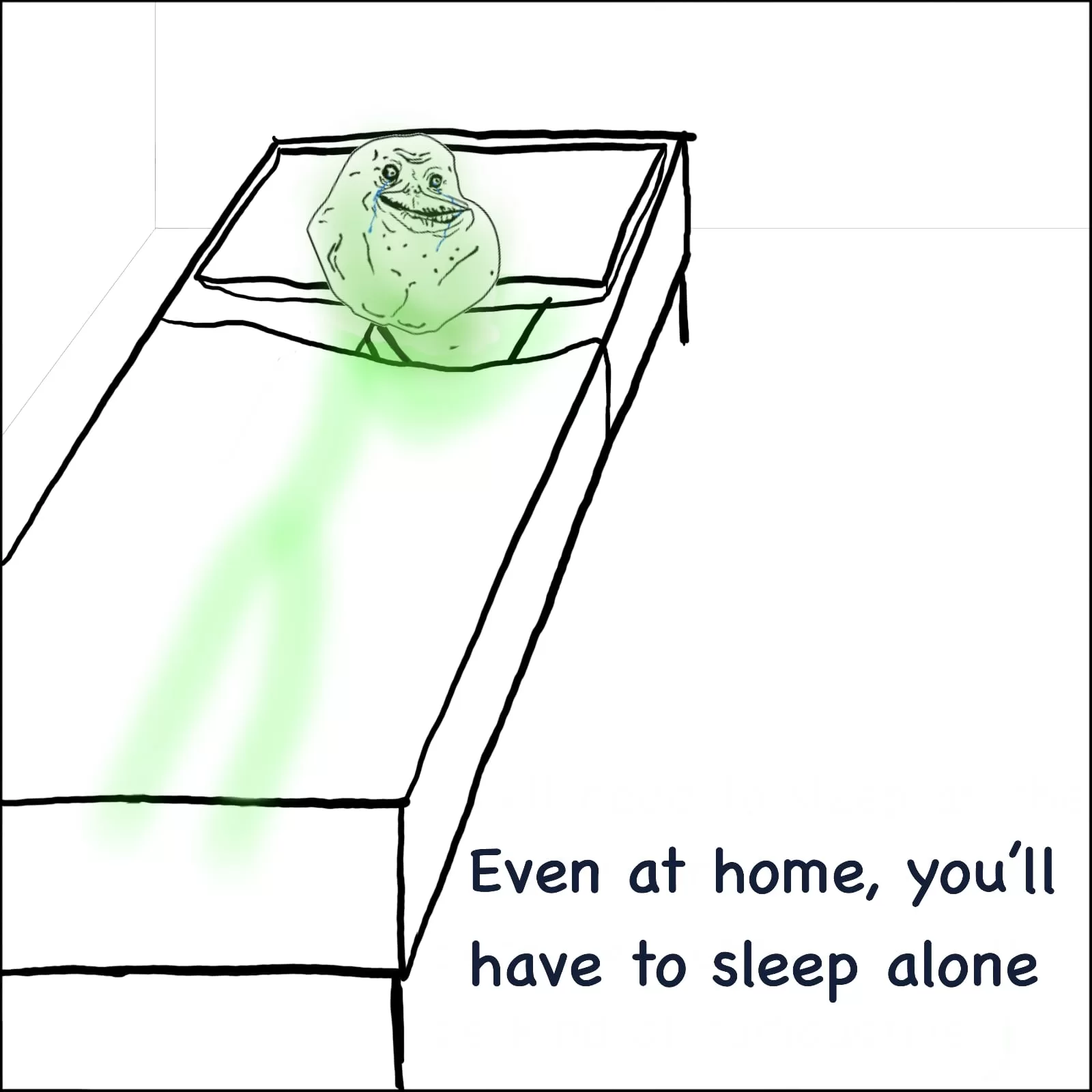 Man sleeping alone at home because of radioactivity