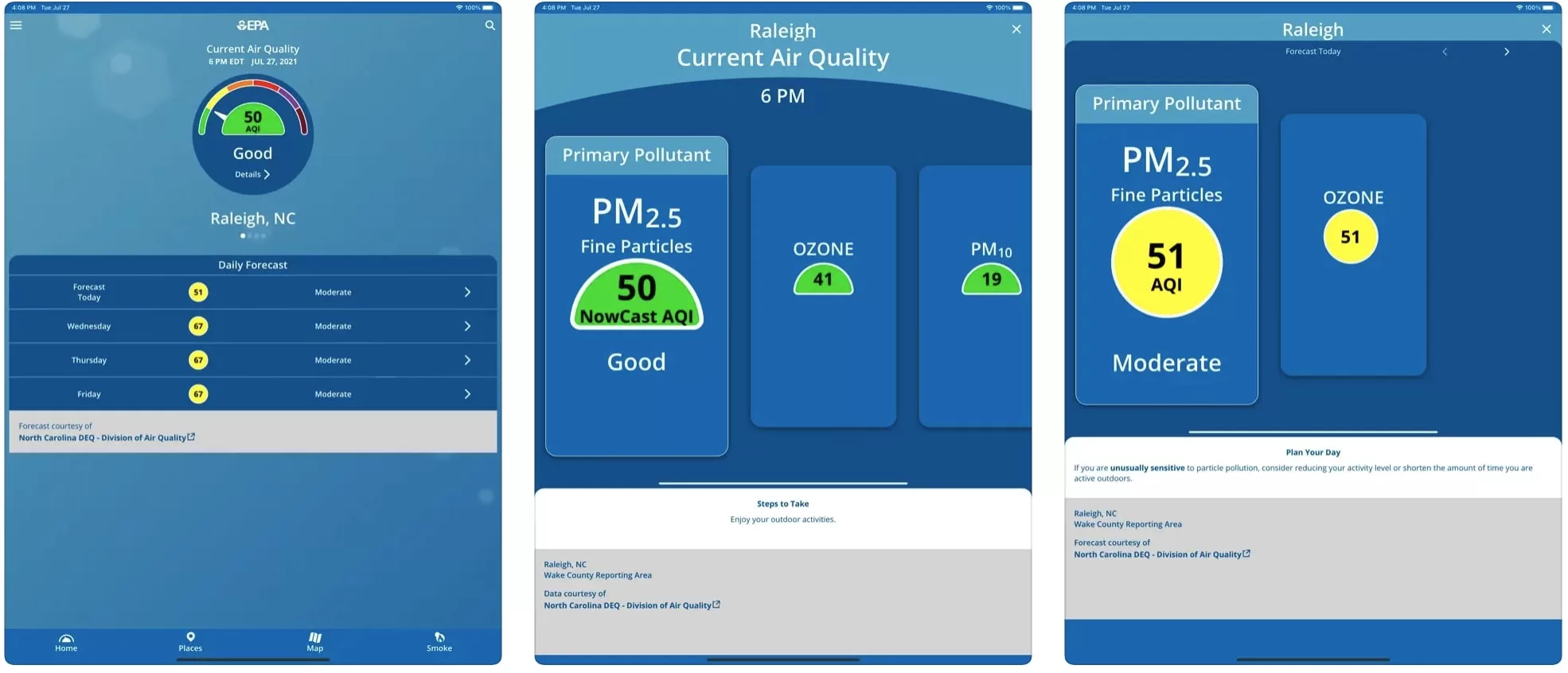EPA airnow app - screenshot